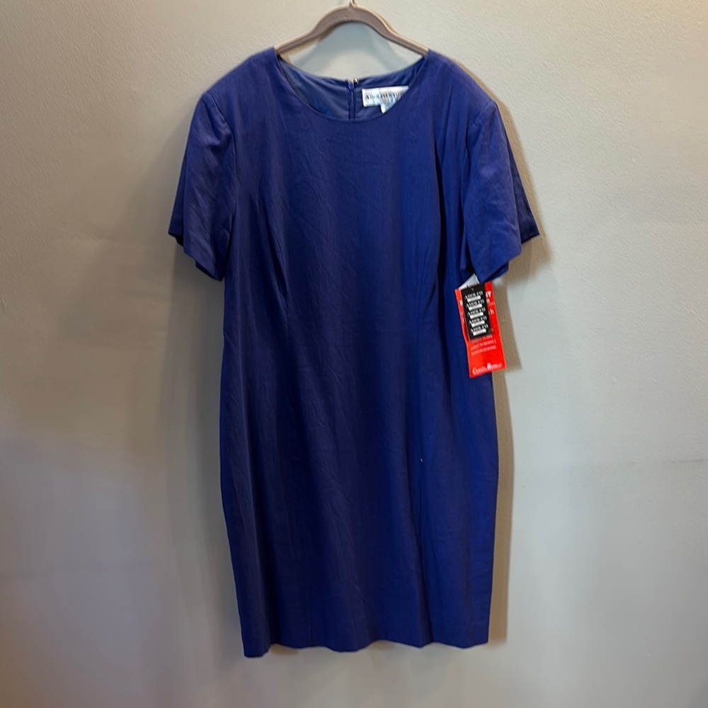 Blue Short Sleeve Linen Dress